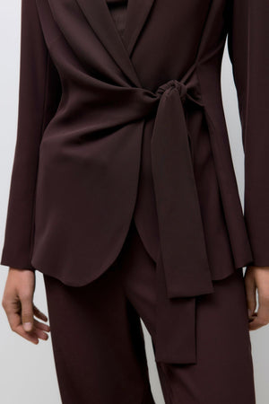 Upama Tie Blazer - Chocolate Plum