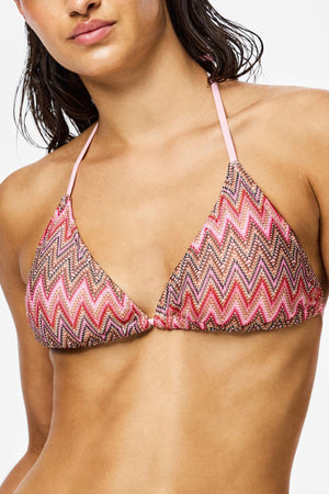 Ada Bikini Knitted Triangle Top - Rose Shadow - Jacquard Pattern