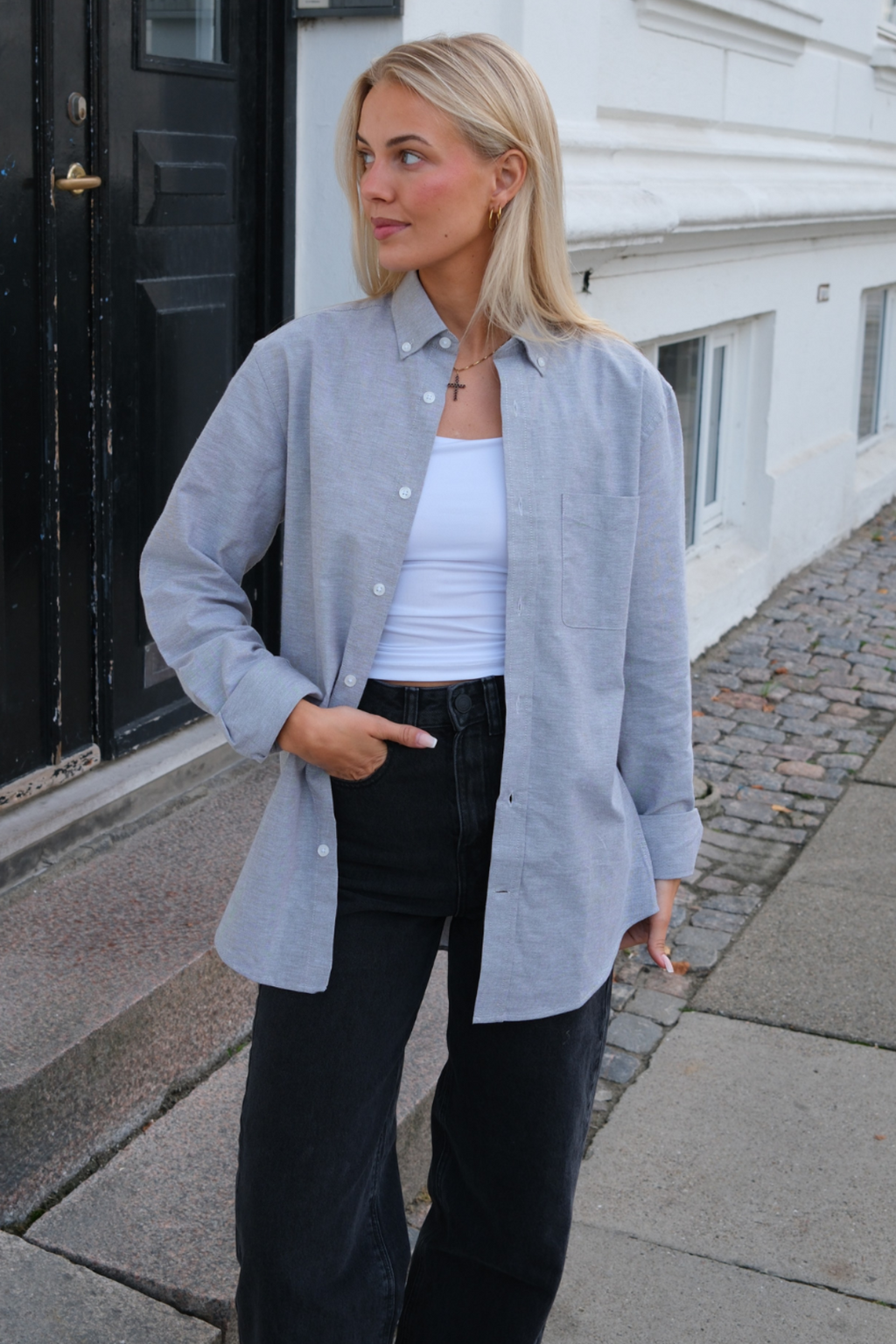 Boyfriend Oxford Shirt - Gray