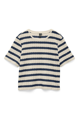 Freja Top - Rayures Birch - Bleu Marine