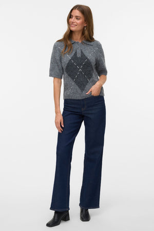 Bliss 2/4 Poloneck Pullover -  Medium Grey Melange