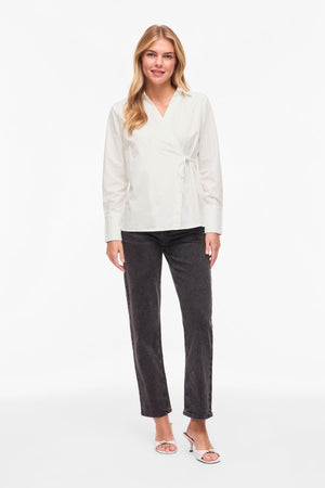 Lumi V-Neck Wrap Top - Snow White