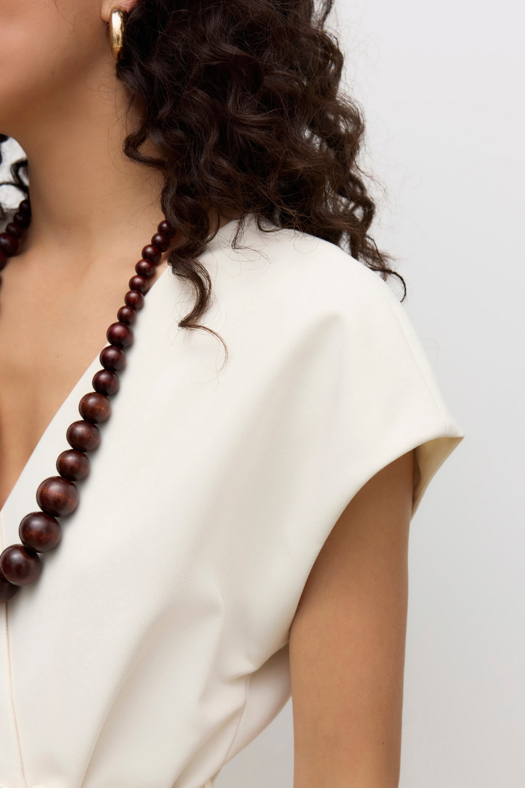 Gilet mi-long à col en V Vannah - Bouleau