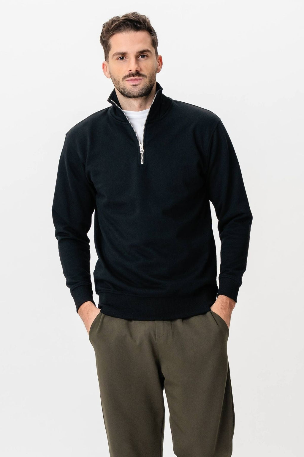 Sweat-shirt à moitié zip - noir