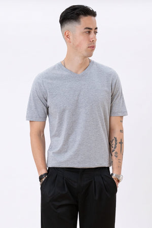 Basic T-shirt col V - Oxford Gris