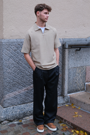 Enzo à manches courtes à moitié zip - Khaki