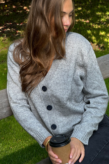 Cardigan tricoté - mélange gris clair