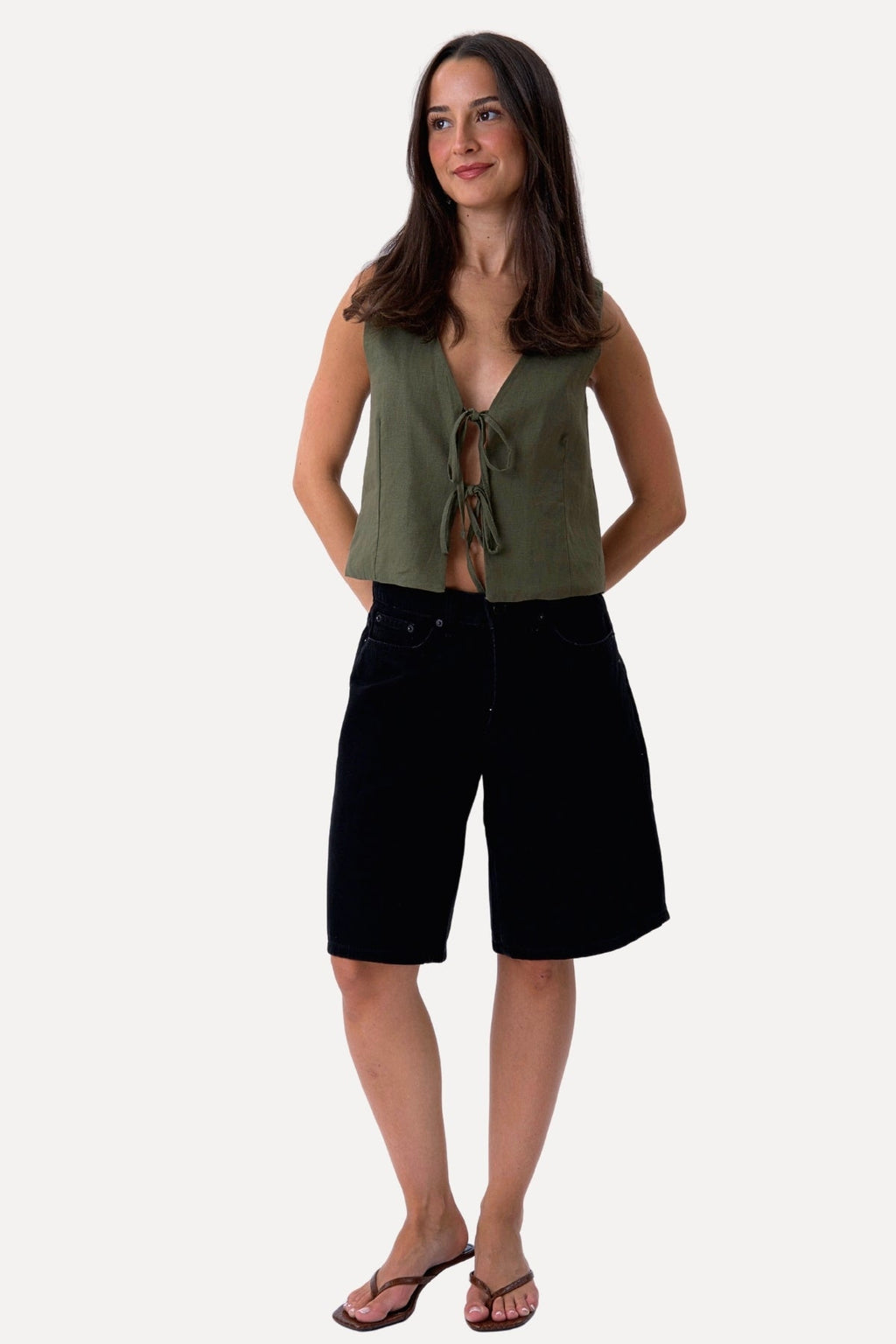 Gilet en lin - vert
