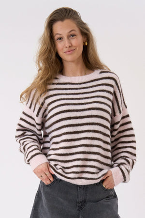 Sienna Striped Knit - Pink/Chocolate