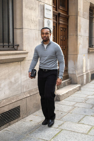 Chino droit en coton - Noir