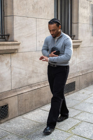 Chino droit en coton - Noir
