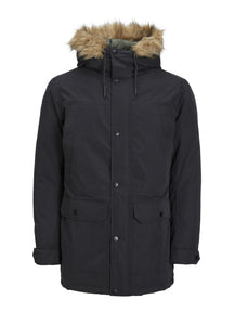 Veste de parka longue classique - noir