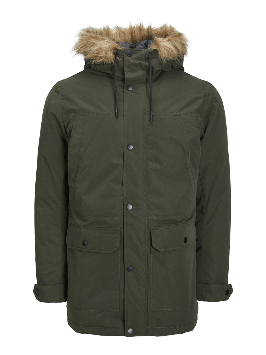 Veste de parka longue classique - vert foncé