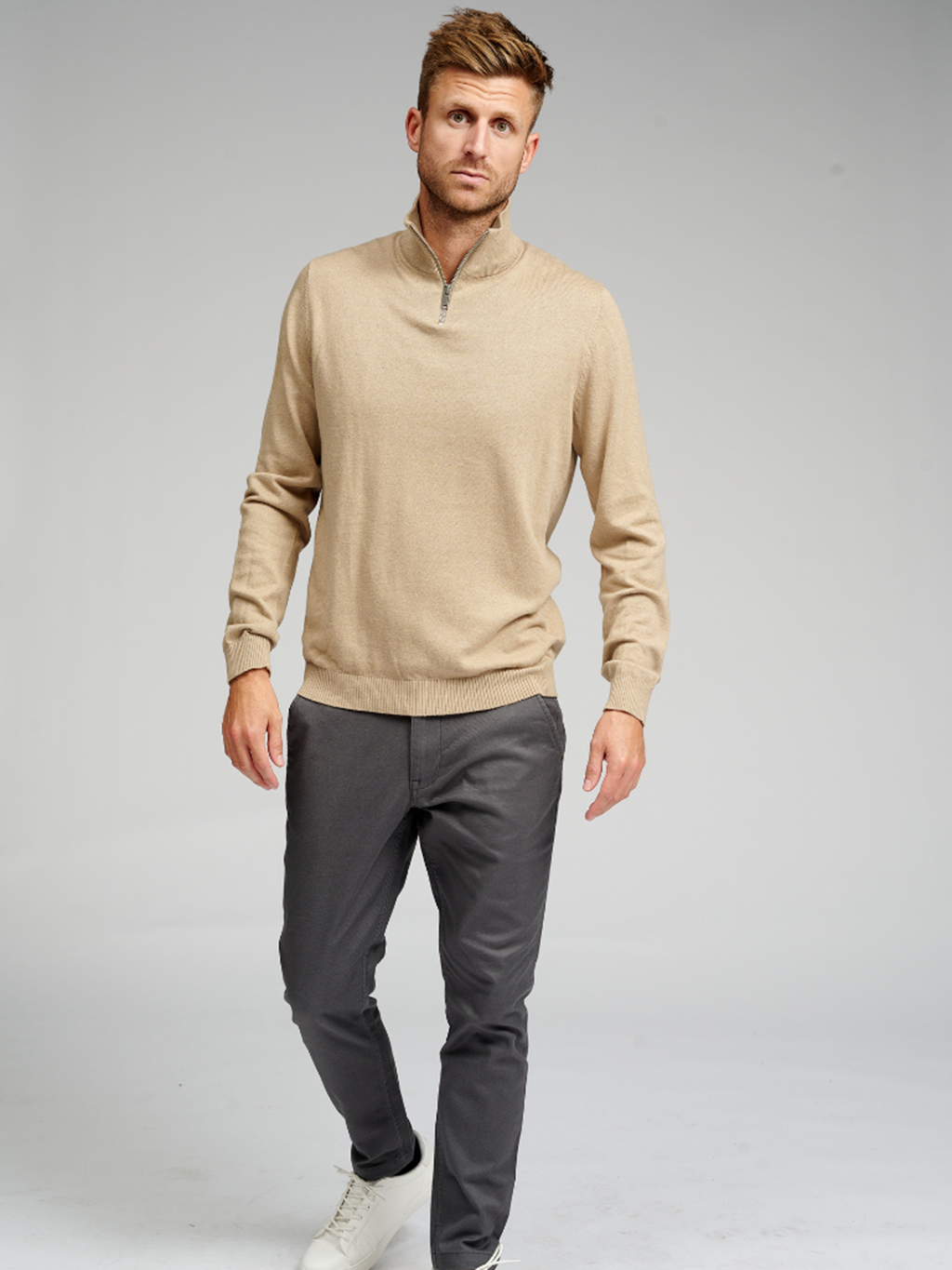 Basic Knit High zip - Beige