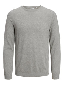 Basic Knit Crewneck - Light Grey Melange