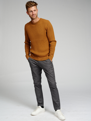 Cable Knit Crewneck - Lysebrun - TeeShoppen - Brun