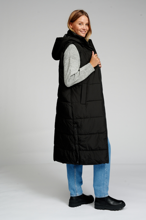 Lang Puffer Vest - Sort - TeeShoppen - Sort