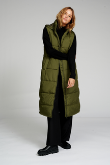 Long Puffer Vest - vert foncé