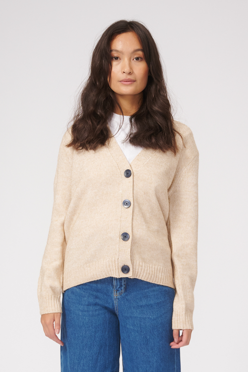 Strikket Cardigan - Beige - TeeShoppen - Sand/Beige