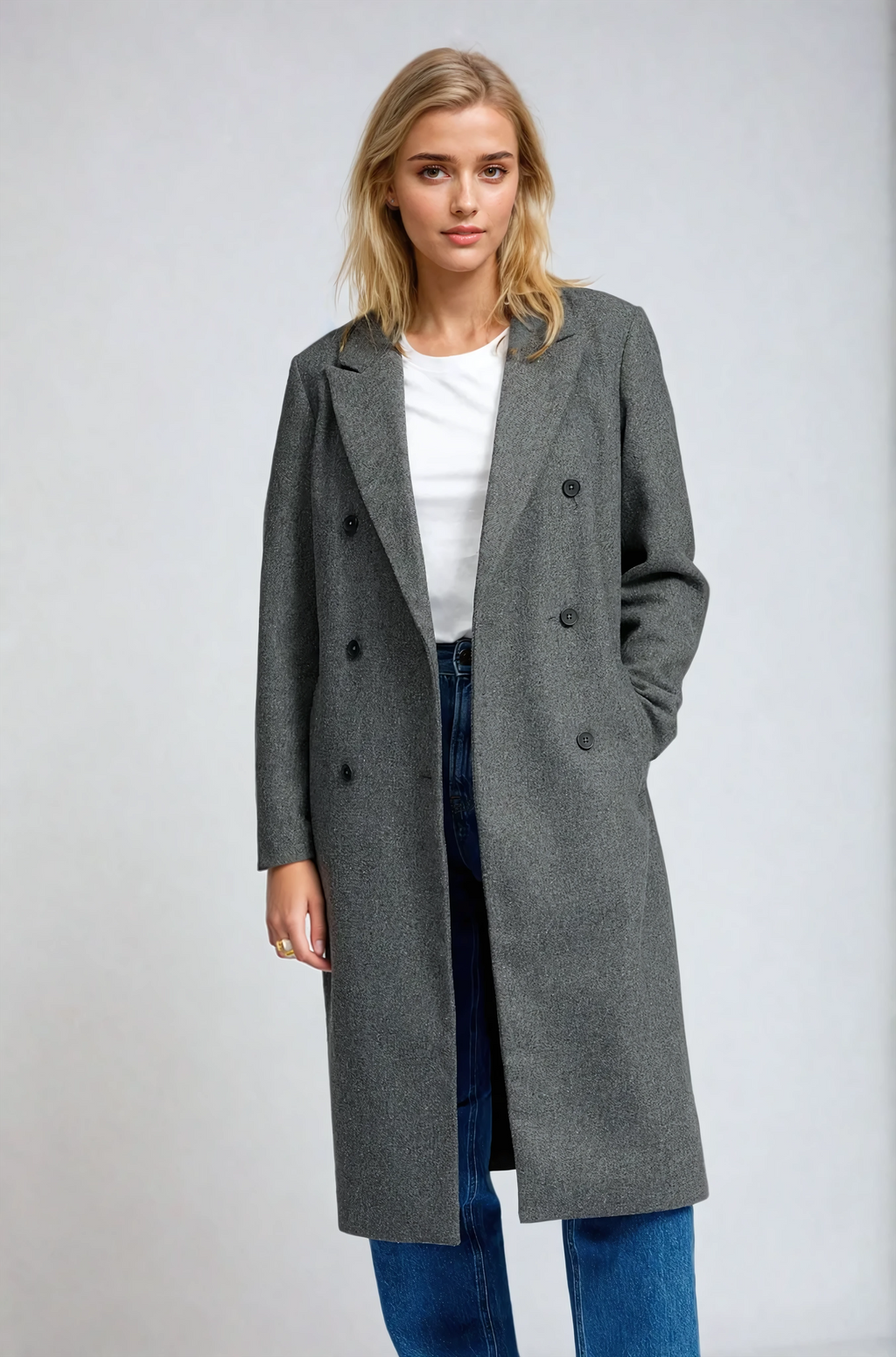 Classic Wool Coat - Dark Grey Melange