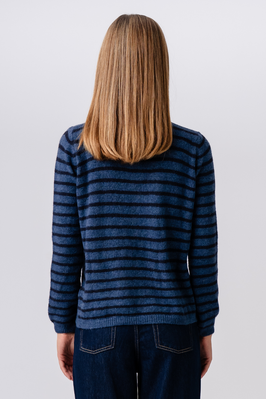 Crizette Striped Knit Cardigan - Blue/Deep Blue