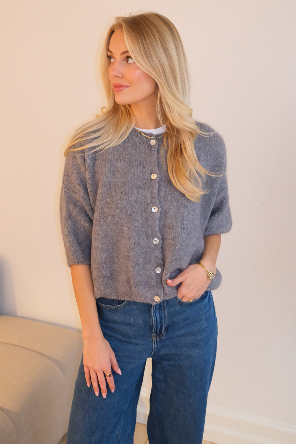 Tricot à manches courtes Mary - Gris