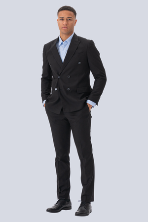 Premium Double-breasted Blazer - Black