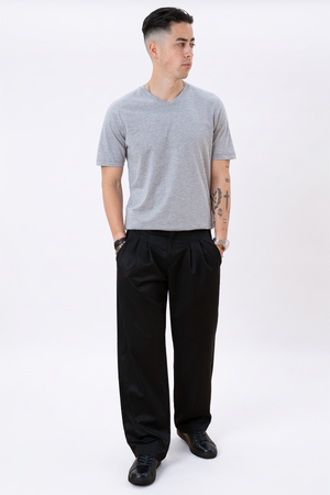 Basic T-shirt col V - Oxford Gris