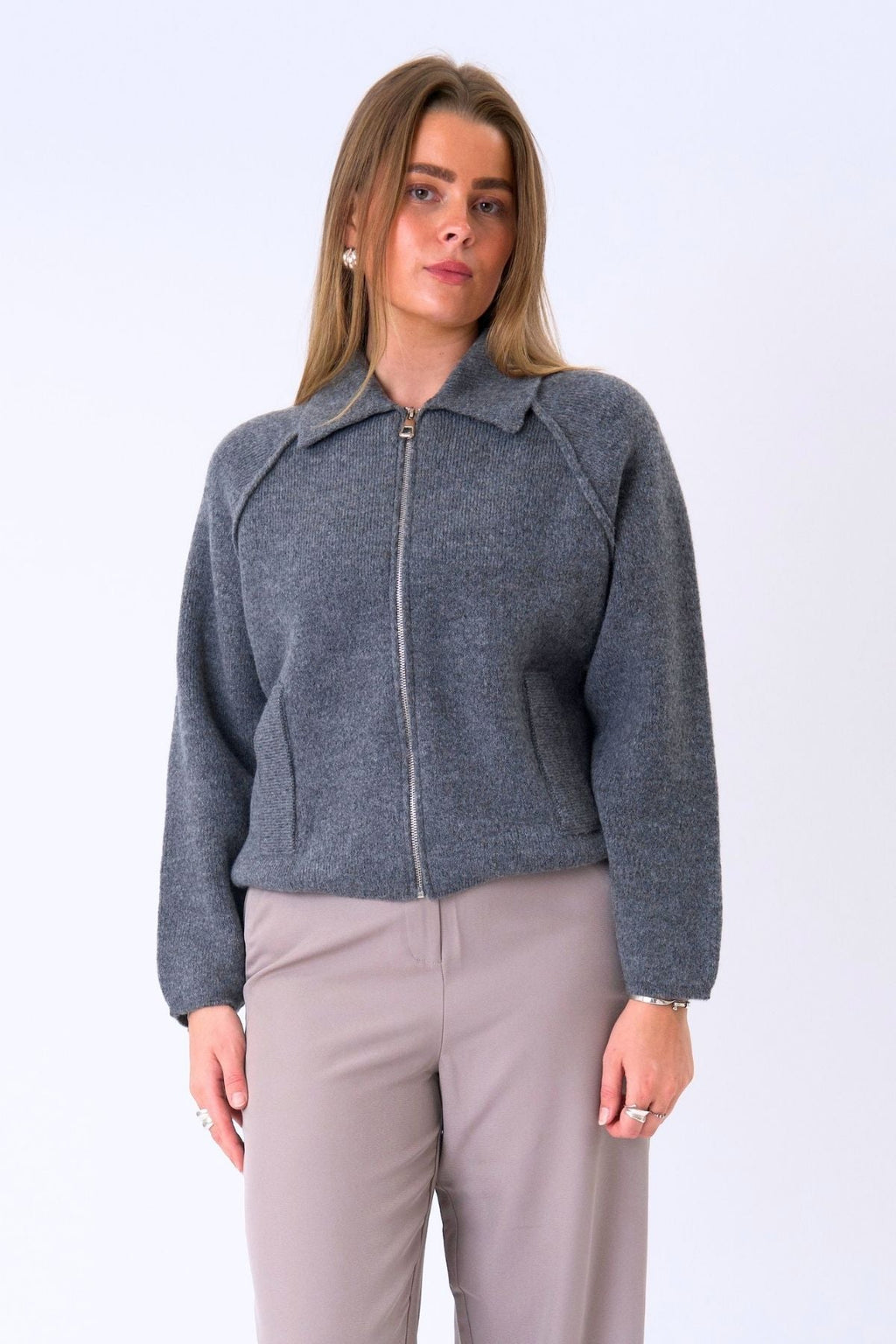 Selma Knit Zipper - Grey