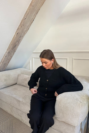 V-Neck Cardigan - Black