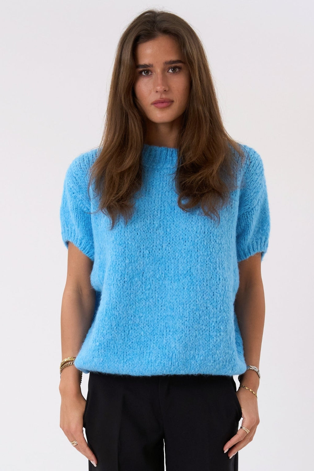 Chloe Short Sleeved Knit - Light Blue