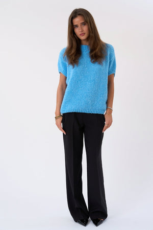 Chloe Short Sleeved Knit - Light Blue