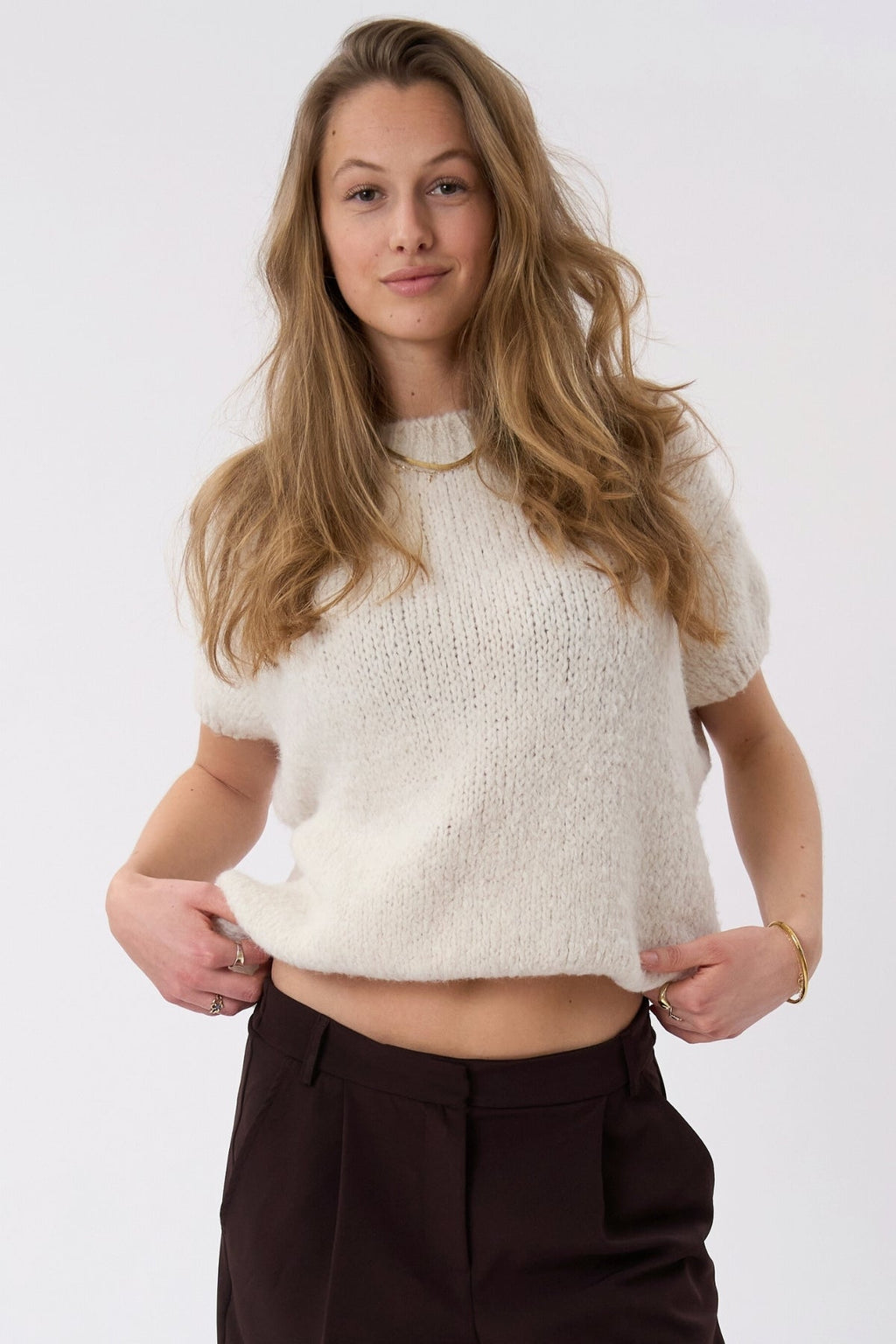 Chloé Tricot à manches courtes - Blanc cassé