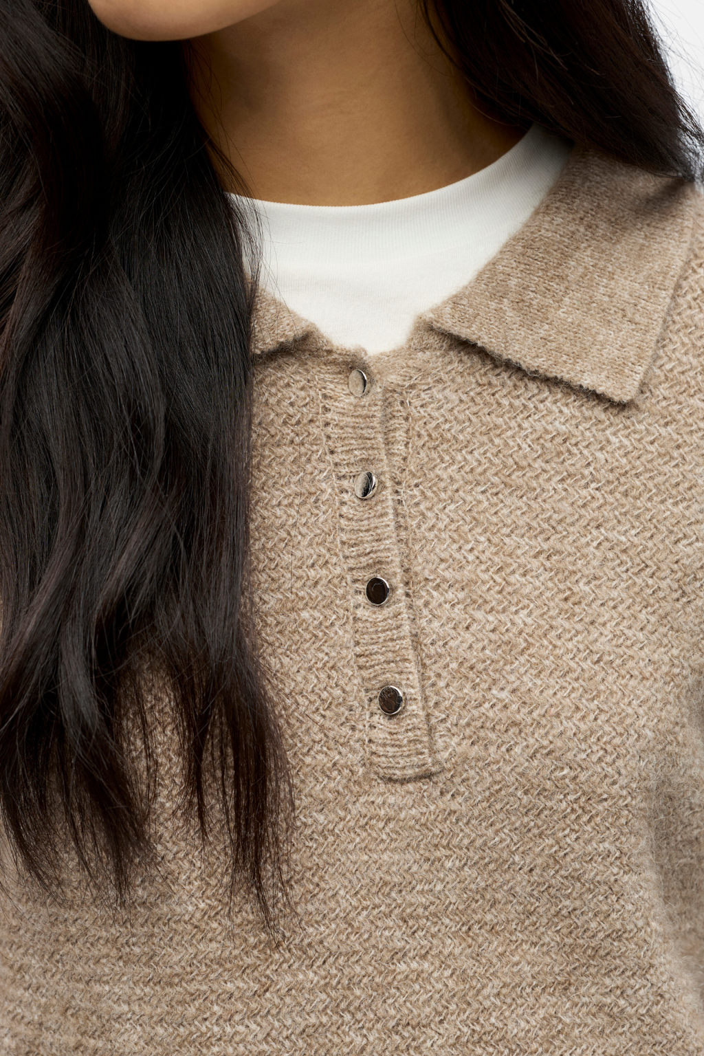 Anine tricot polo - morel melange