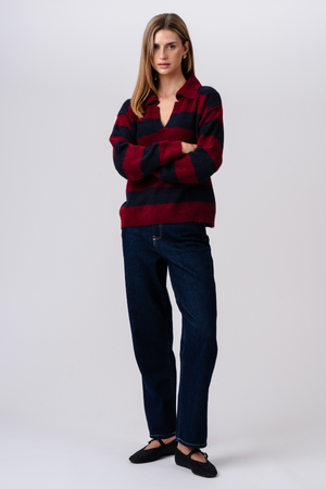 Nora Knit - Burgundy/Deep Blue