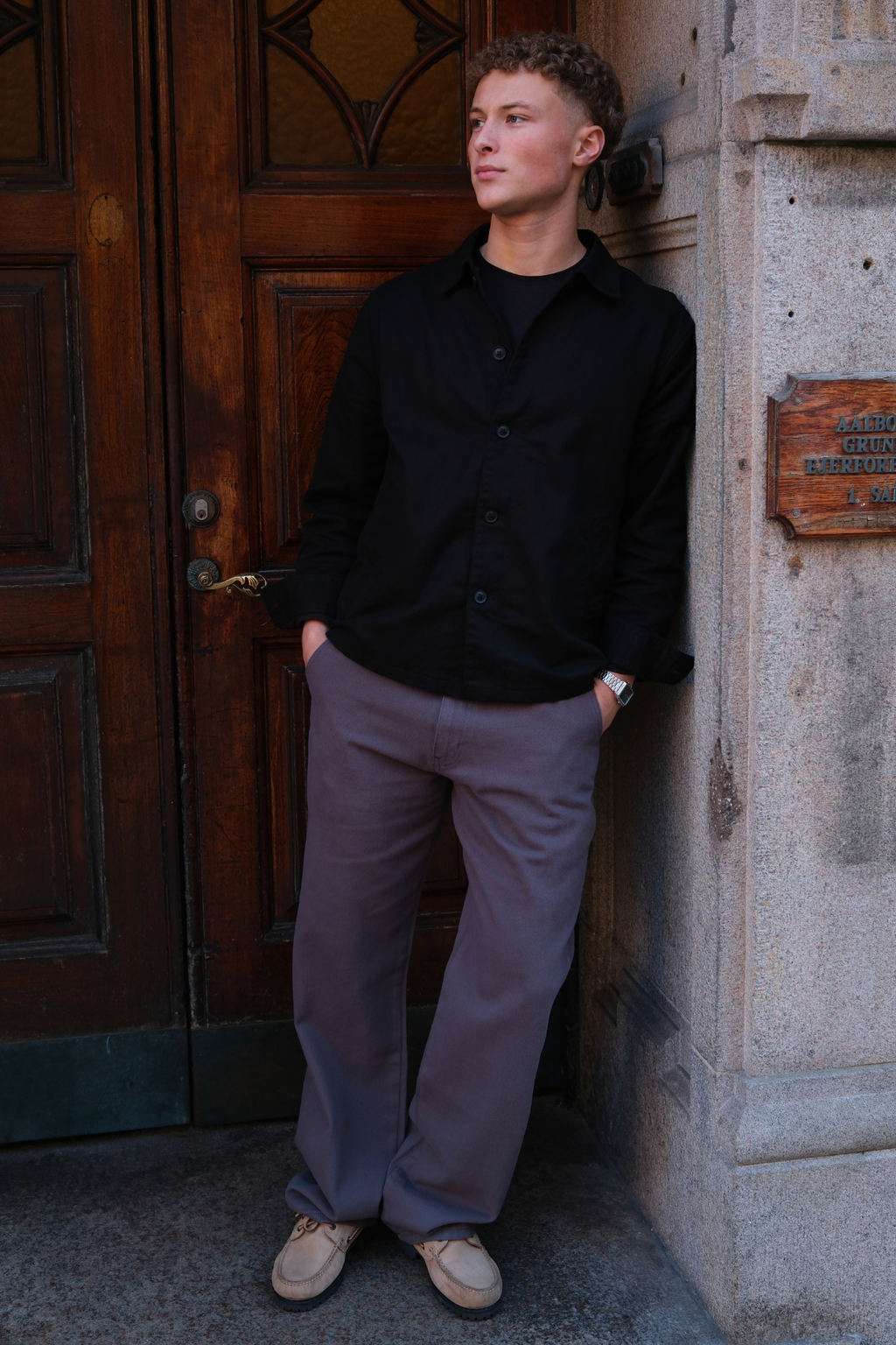 Chino droit en coton - Gris