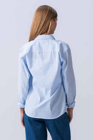 Boyfriend Oxford Shirt - Bleu clair / blanc