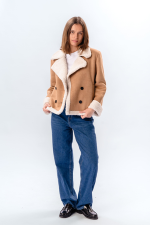 Shearling Short Coat - Beige