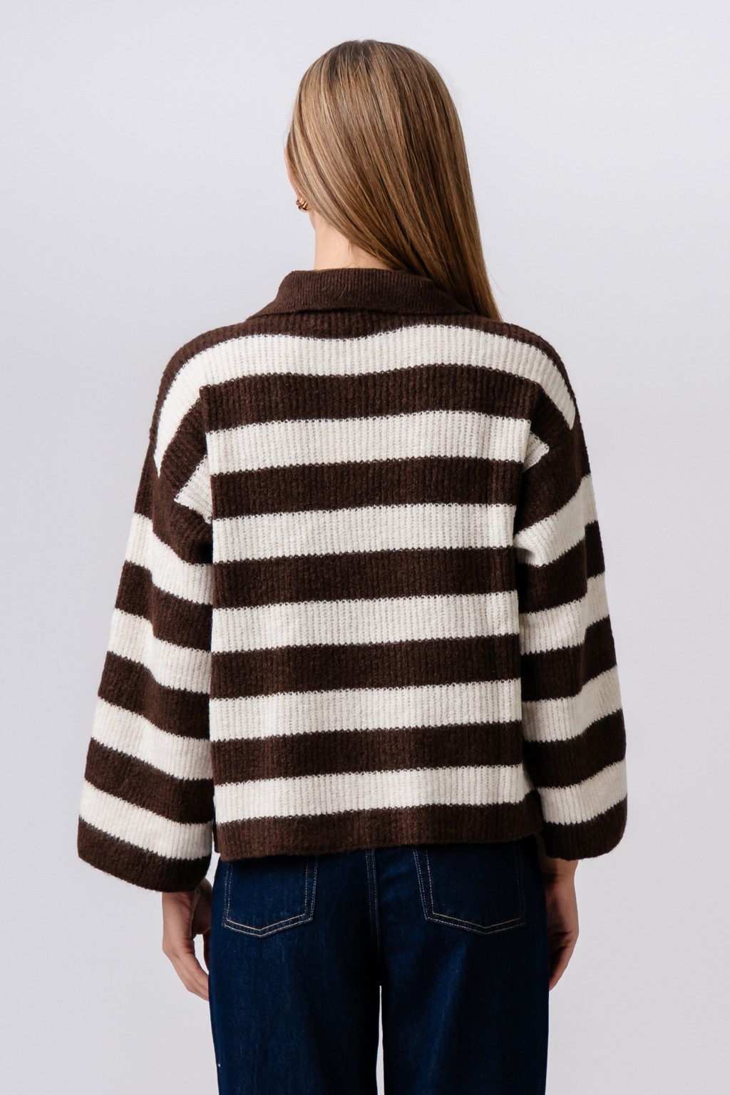 Josie Polo Knit - Brown/Off White