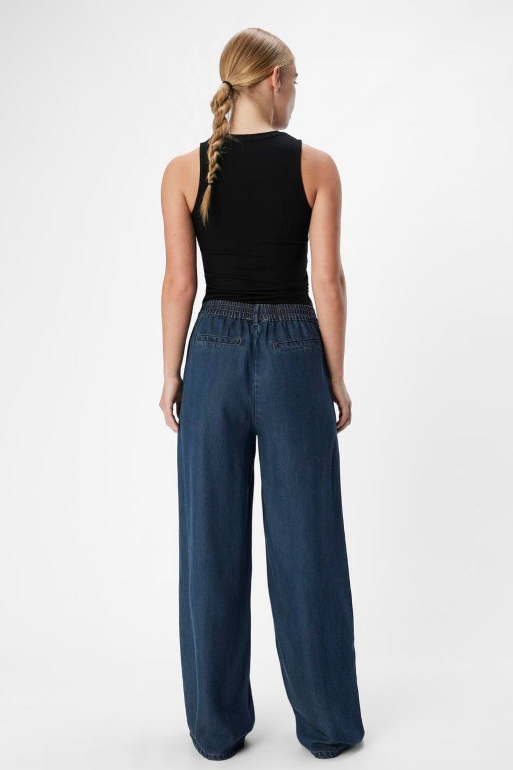 Cadre Lisa large Pants - lavage de rinçage en denim bleu foncé