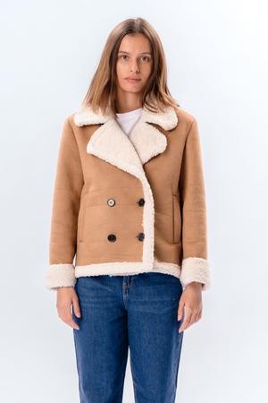 Shearling Short Coat - Beige
