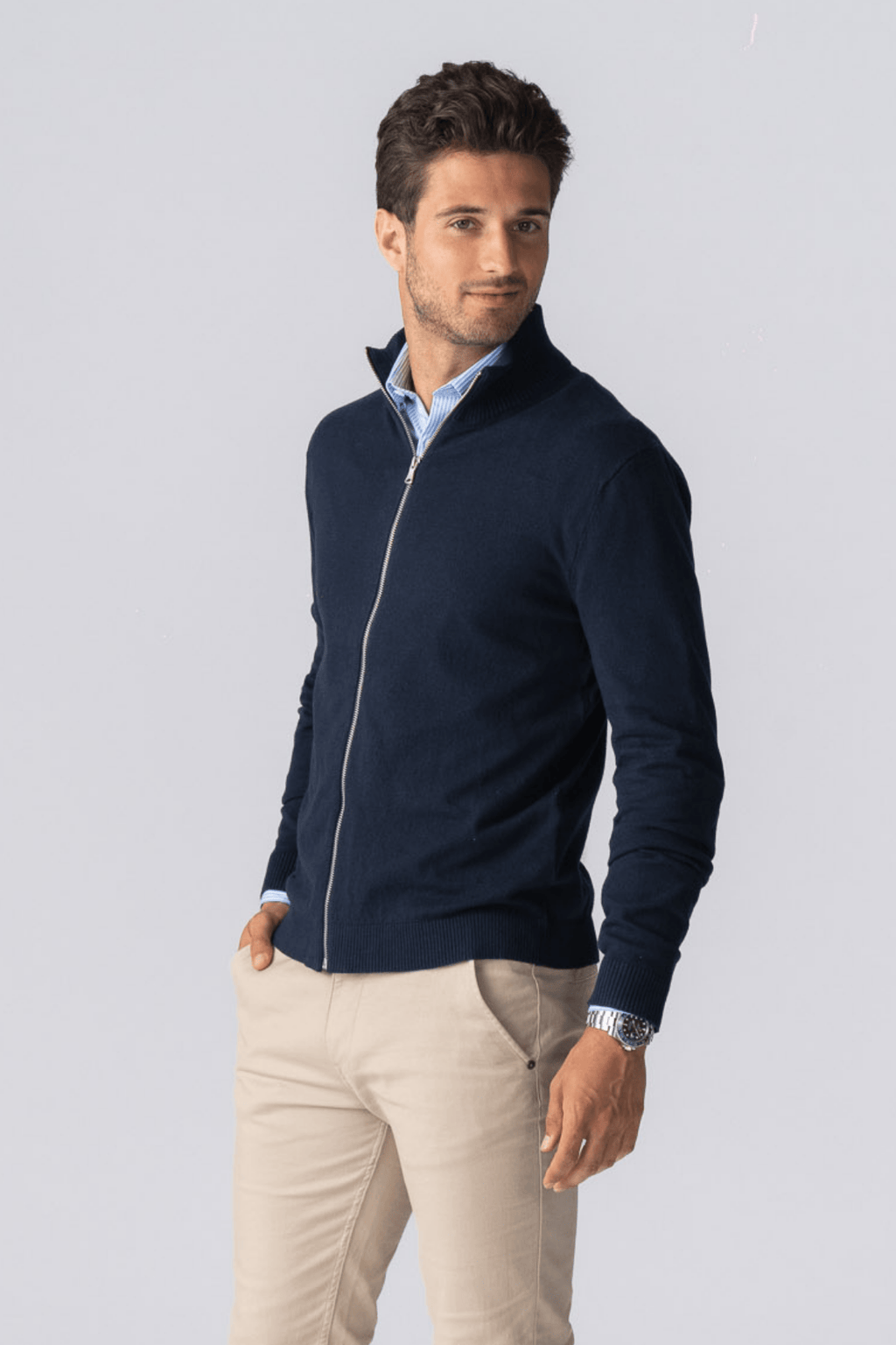 Cardigan zippé à pullover - Marine