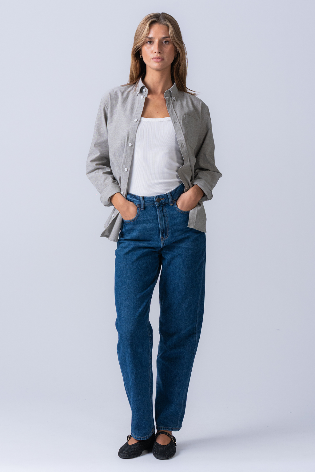 Boyfriend Oxford Shirt - Gray