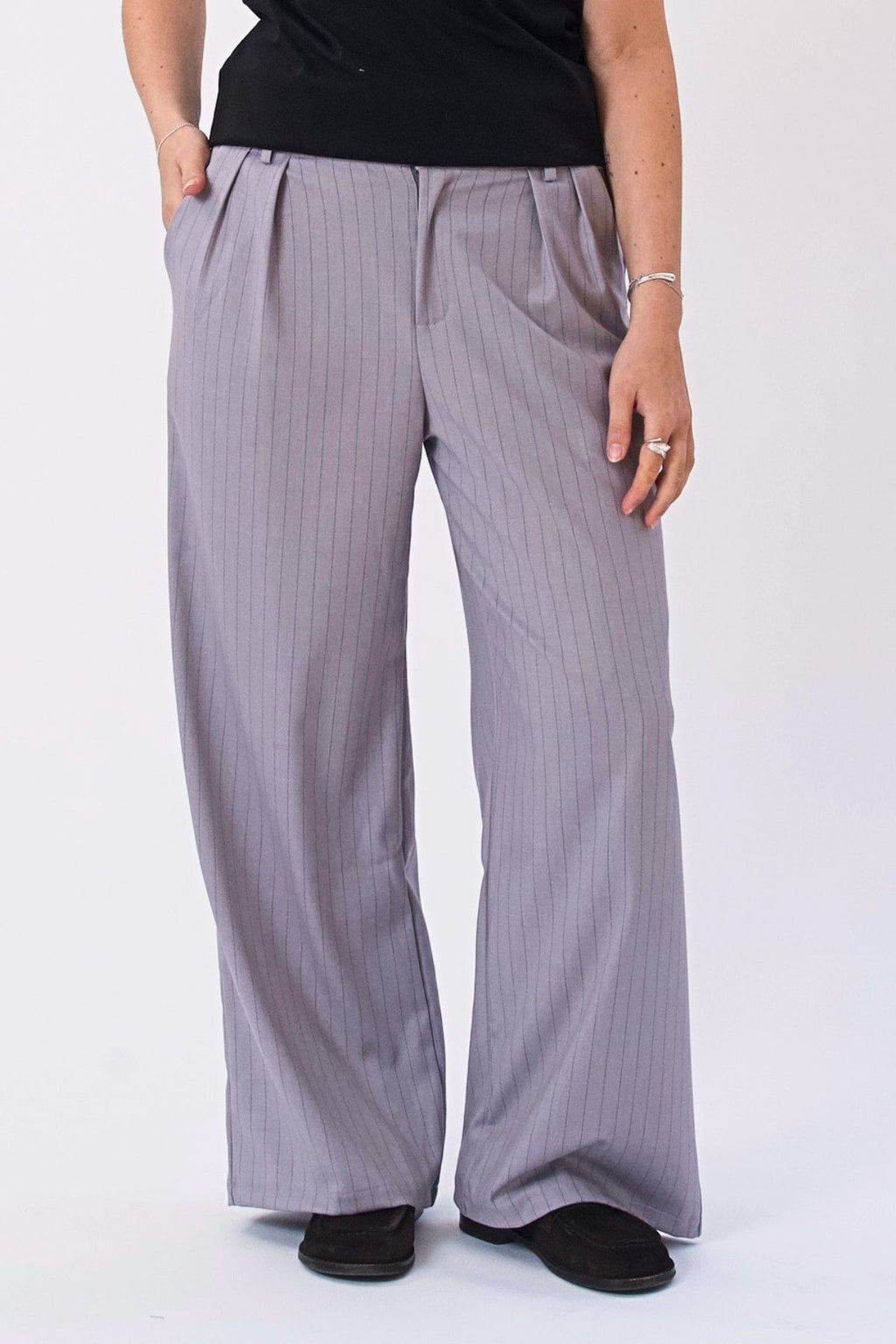 Paloma à fines rayures Pants -Taupe