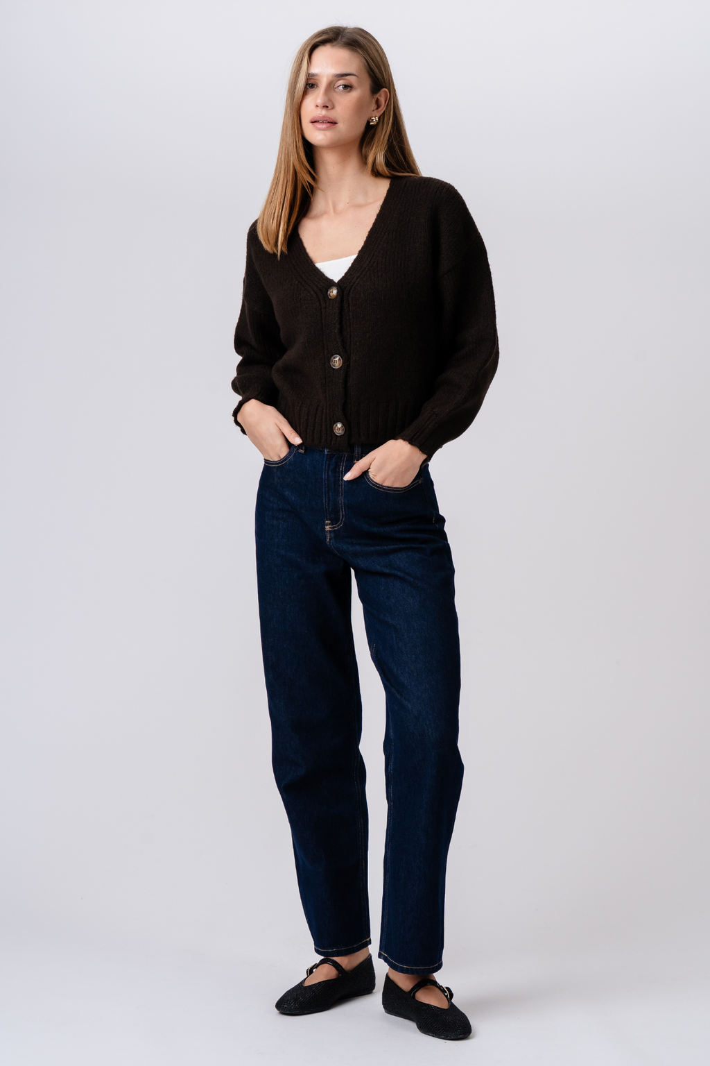 Cardigan col en V - Marron