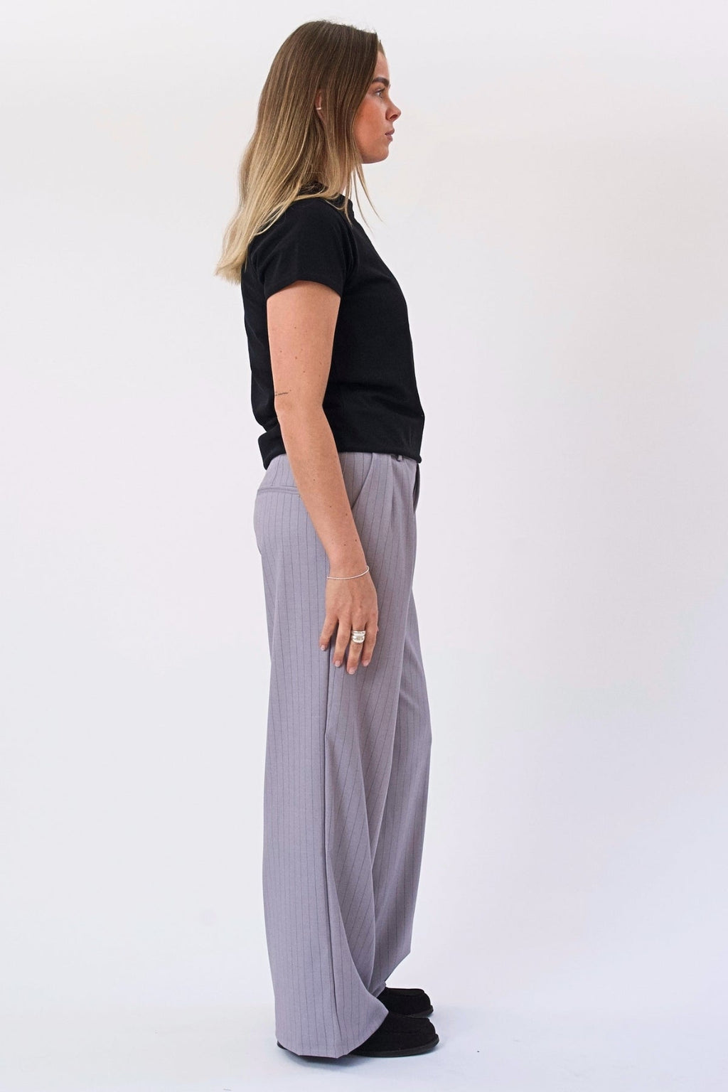 Paloma à fines rayures Pants -Taupe