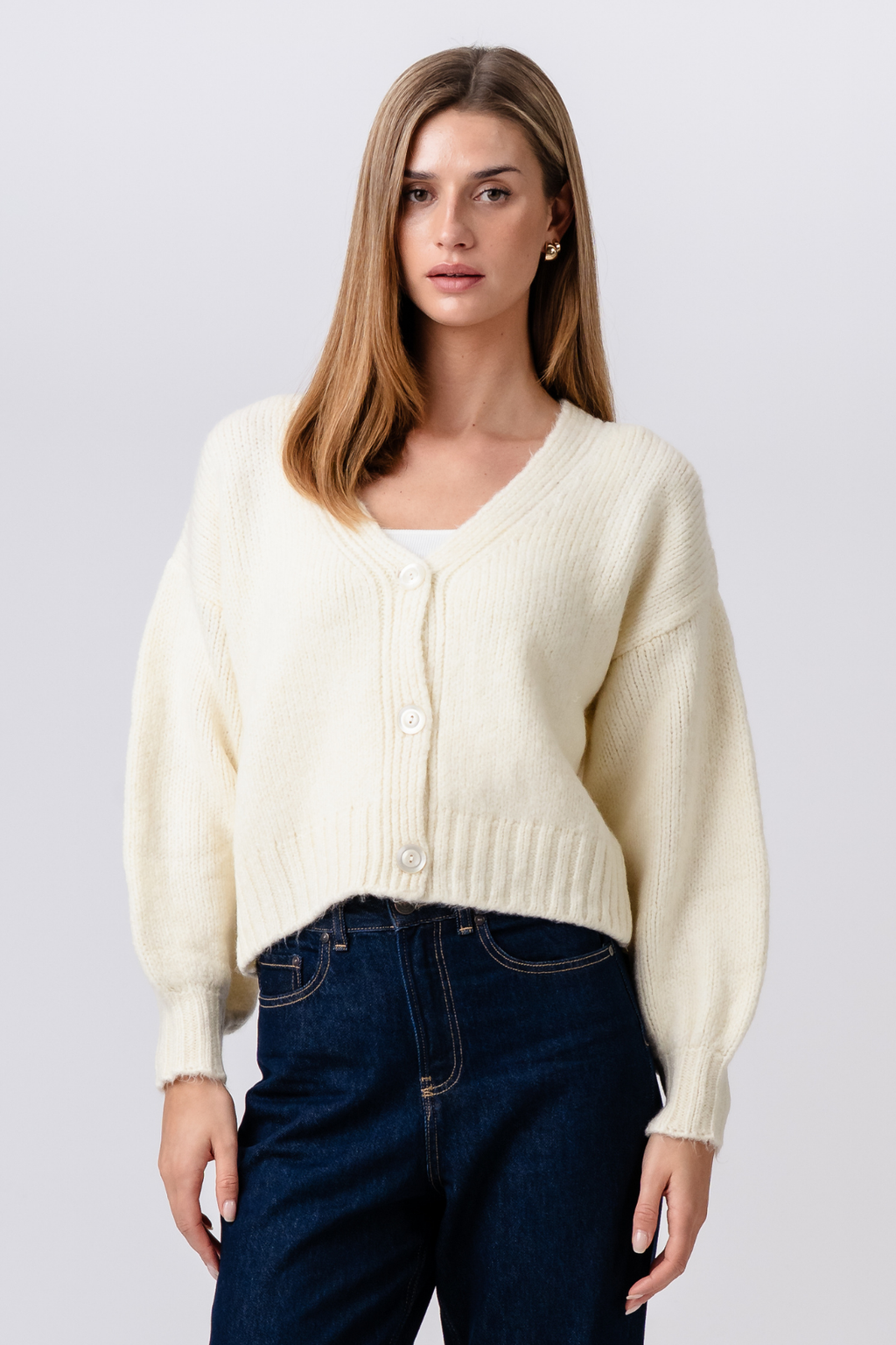 Cardigan Col V - Écru