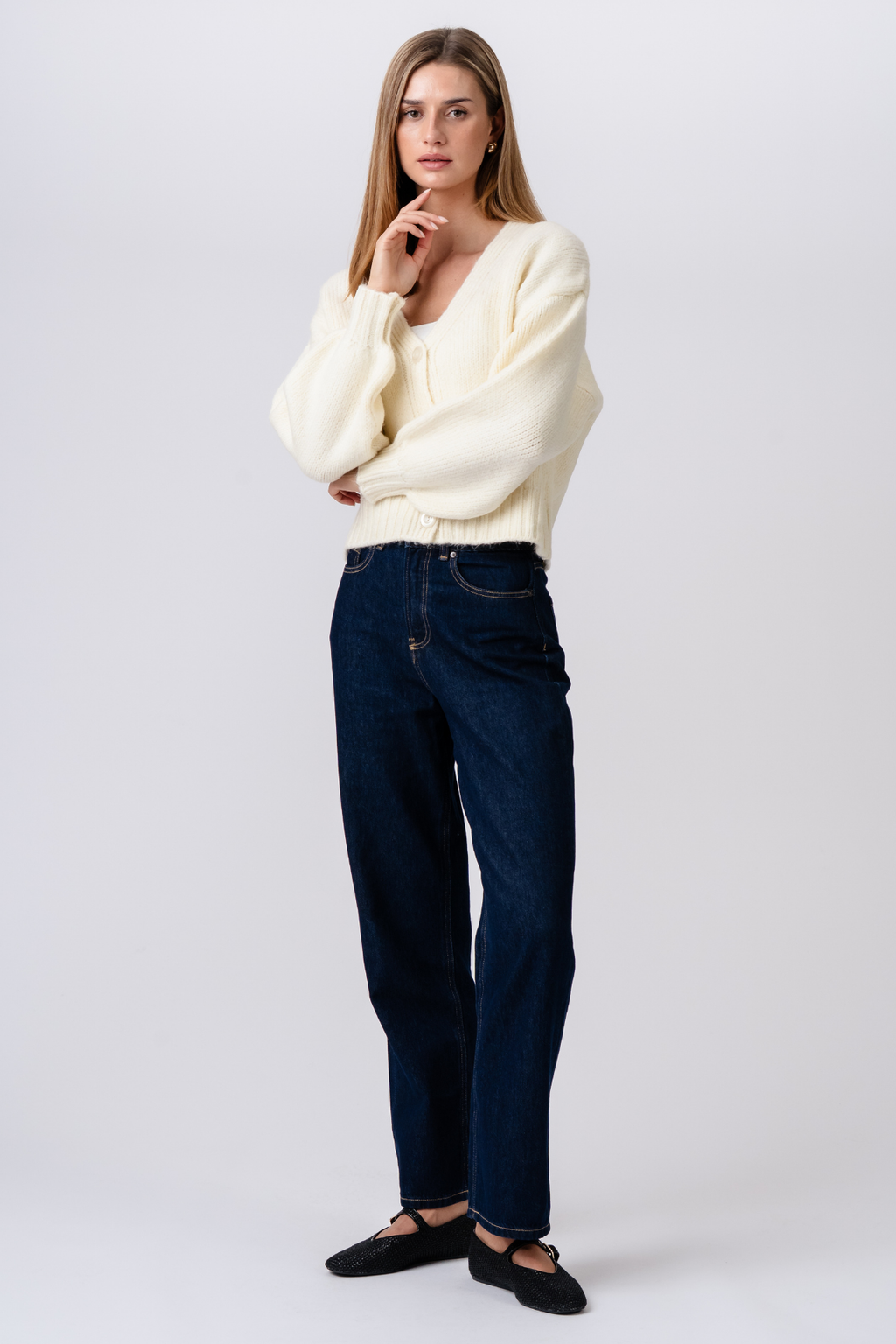 Cardigan Col V - Écru