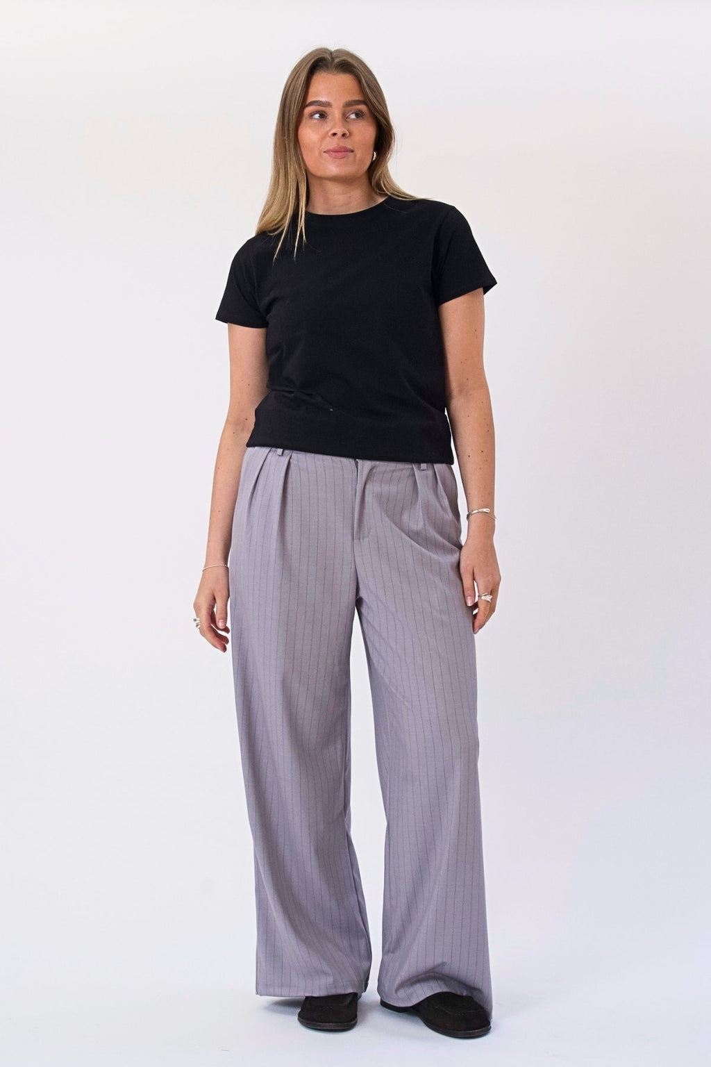 Paloma à fines rayures Pants -Taupe