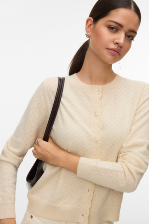Marina Pointelle Cardigan - Birch